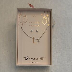 LC Lauren Conrad Silver Necklace and Stud Earrings